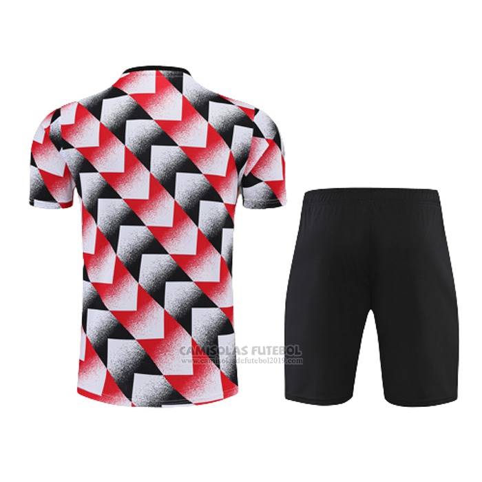 Fato de Treino Manchester United Manga Curta 2022-2023 Preto Y Vermelho - Calcas Curta